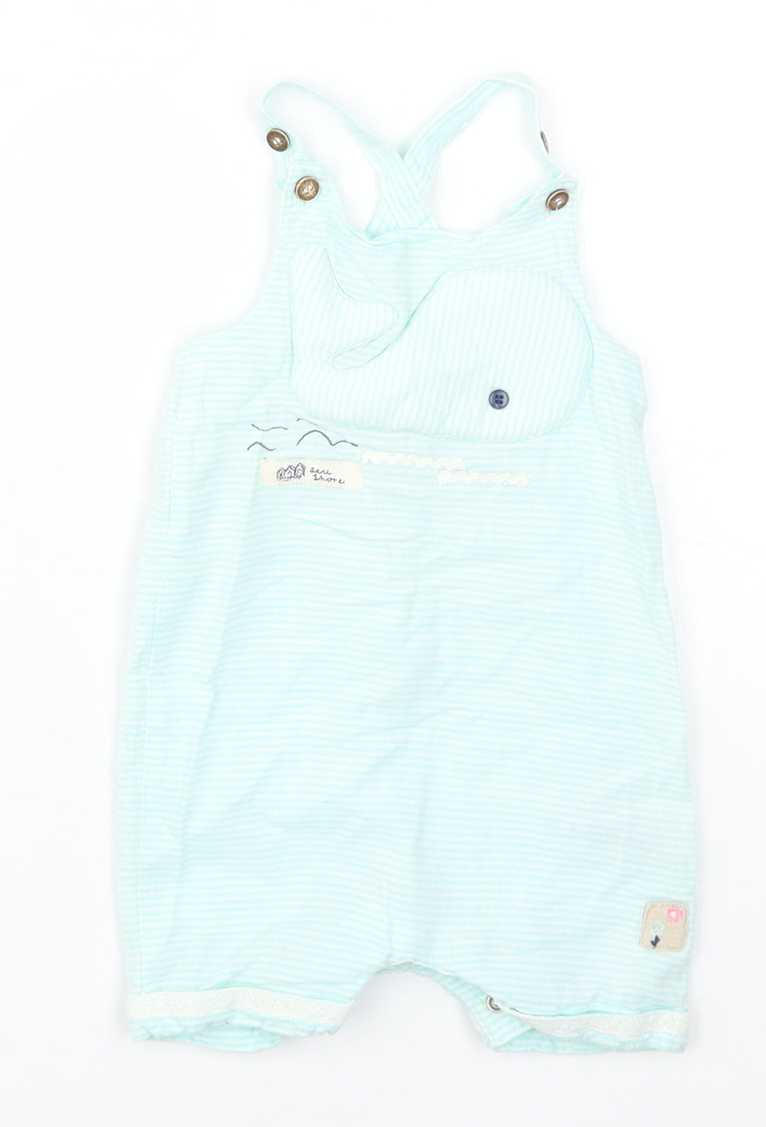 NEXT Baby Blue Striped  Romper One-Piece Size 3-6 Months  - Whale