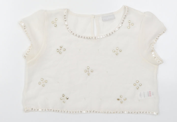 Matalan Girls White Cropped T-Shirt Size 12 Years