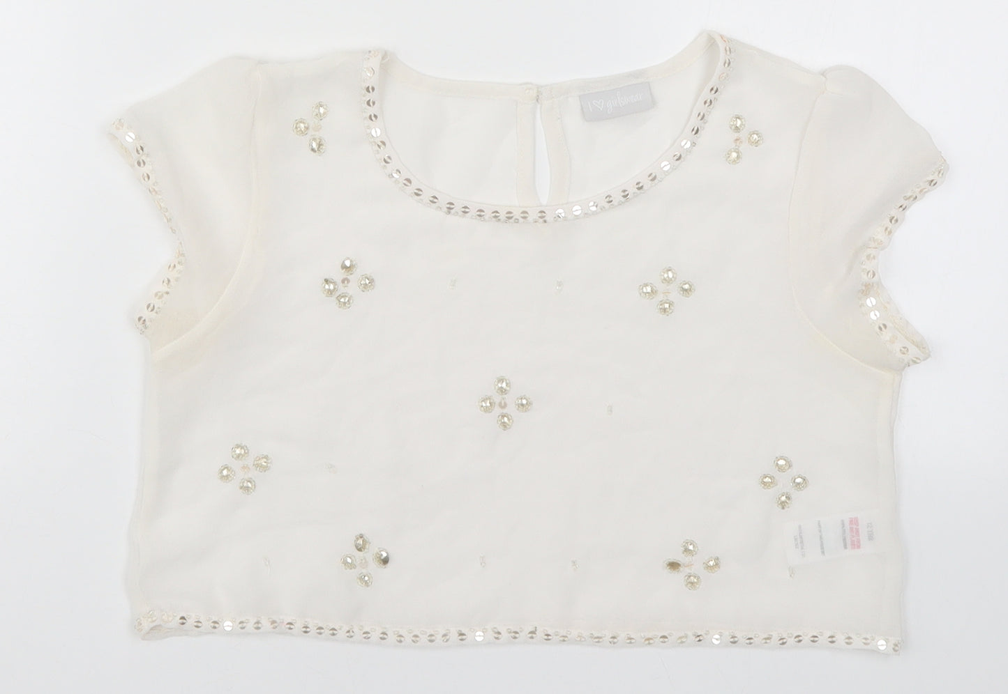 Matalan Girls White   Cropped T-Shirt Size 12 Years