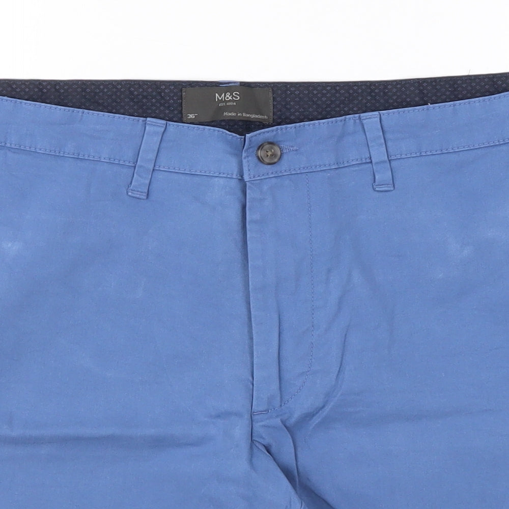 Marks and Spencer Mens Blue   Chino Shorts Size 36
