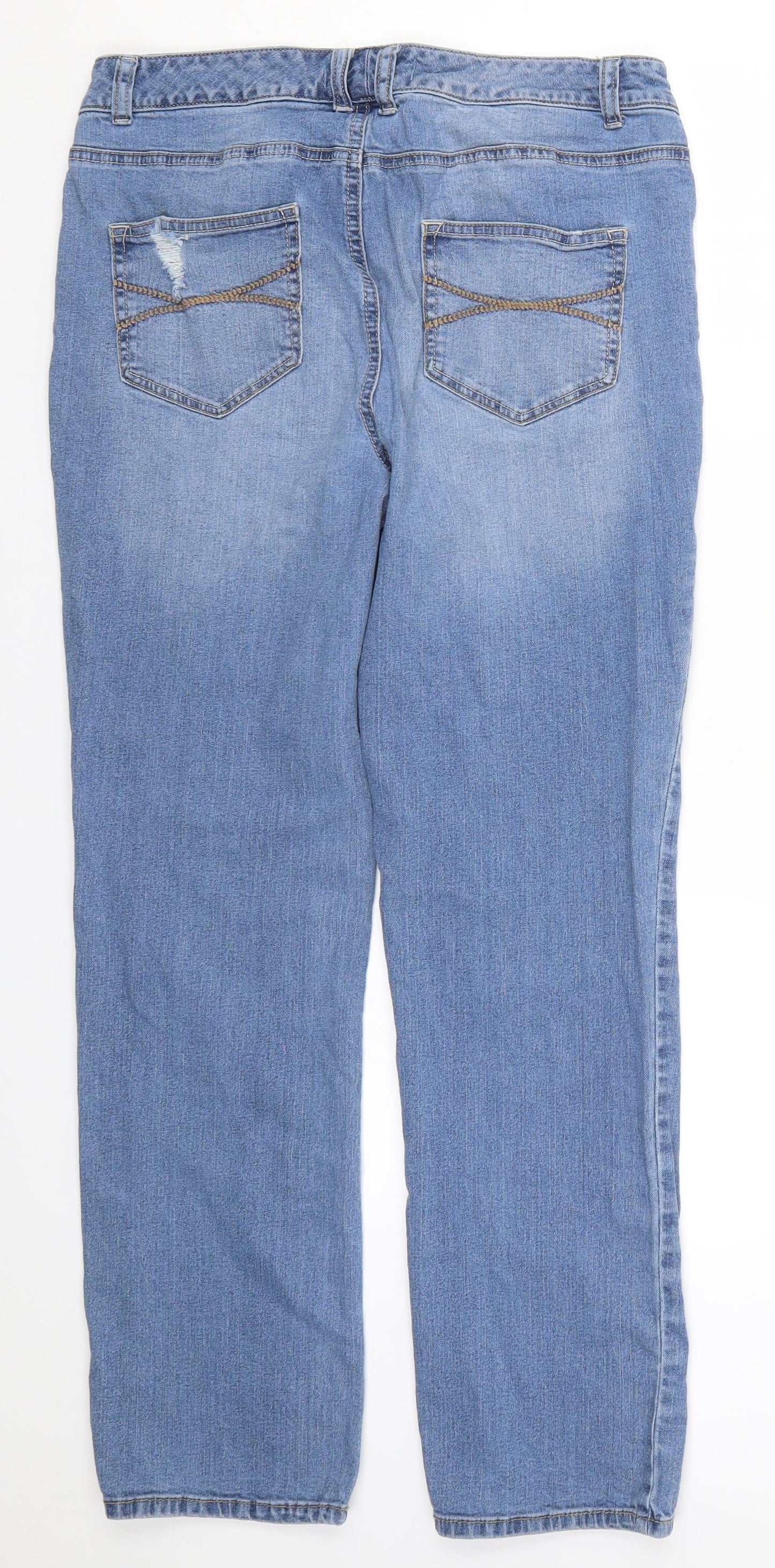 Preworn Womens Blue  Denim Straight Jeans Size 14 L28.5 in
