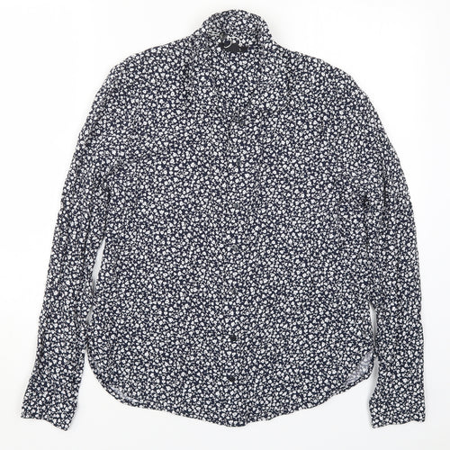 Monki Womens Blue Floral  Basic Button-Up Size S