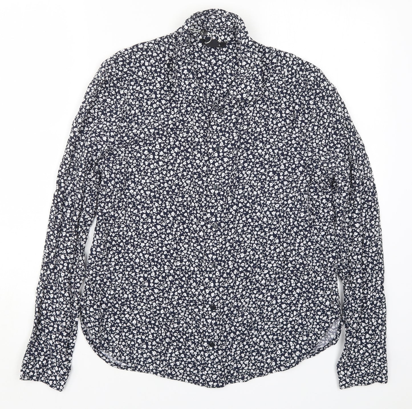 Monki Womens Blue Floral  Basic Button-Up Size S