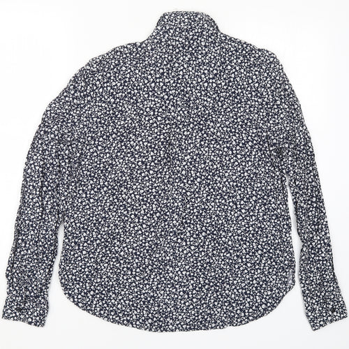 Monki Womens Blue Floral  Basic Button-Up Size S