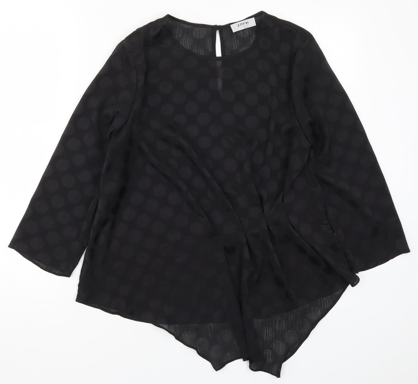 Soon Womens Blue Polka Dot  Basic Blouse Size 12