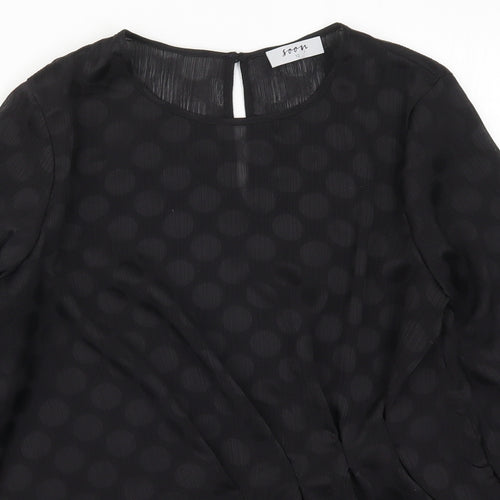 Soon Womens Blue Polka Dot  Basic Blouse Size 12
