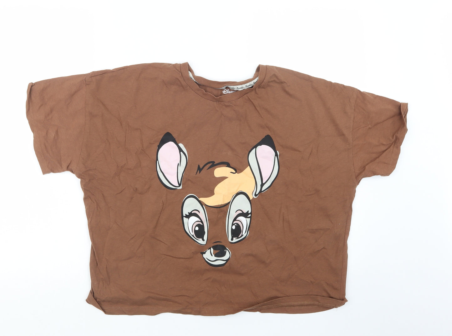 Primark Womens Brown   Cropped T-Shirt Size 12  - Bambi