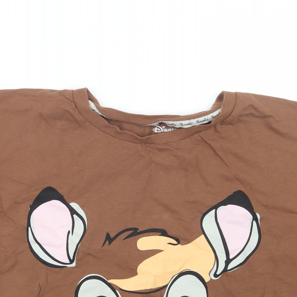 Primark Womens Brown   Cropped T-Shirt Size 12  - Bambi