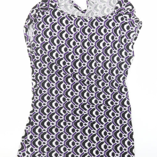 South Womens Purple Geometric  Basic T-Shirt Size 8