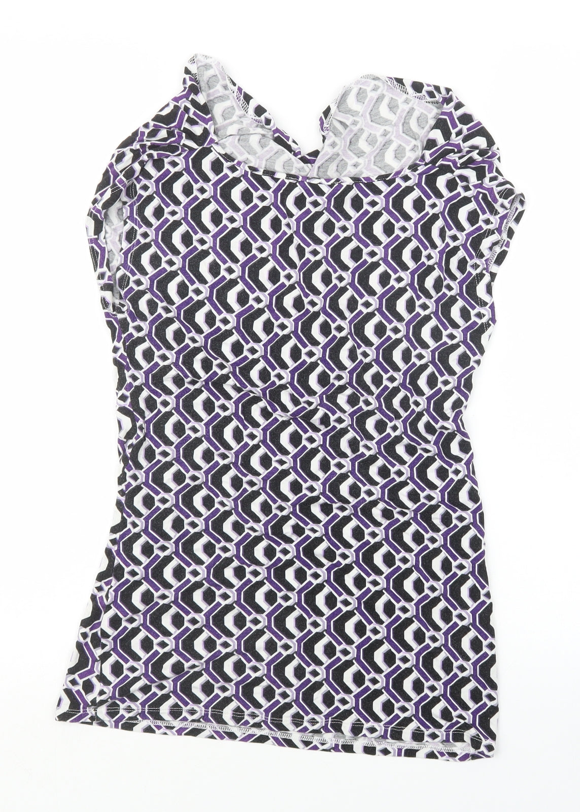 South Womens Purple Geometric  Basic T-Shirt Size 8