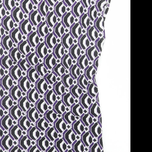 South Womens Purple Geometric  Basic T-Shirt Size 8