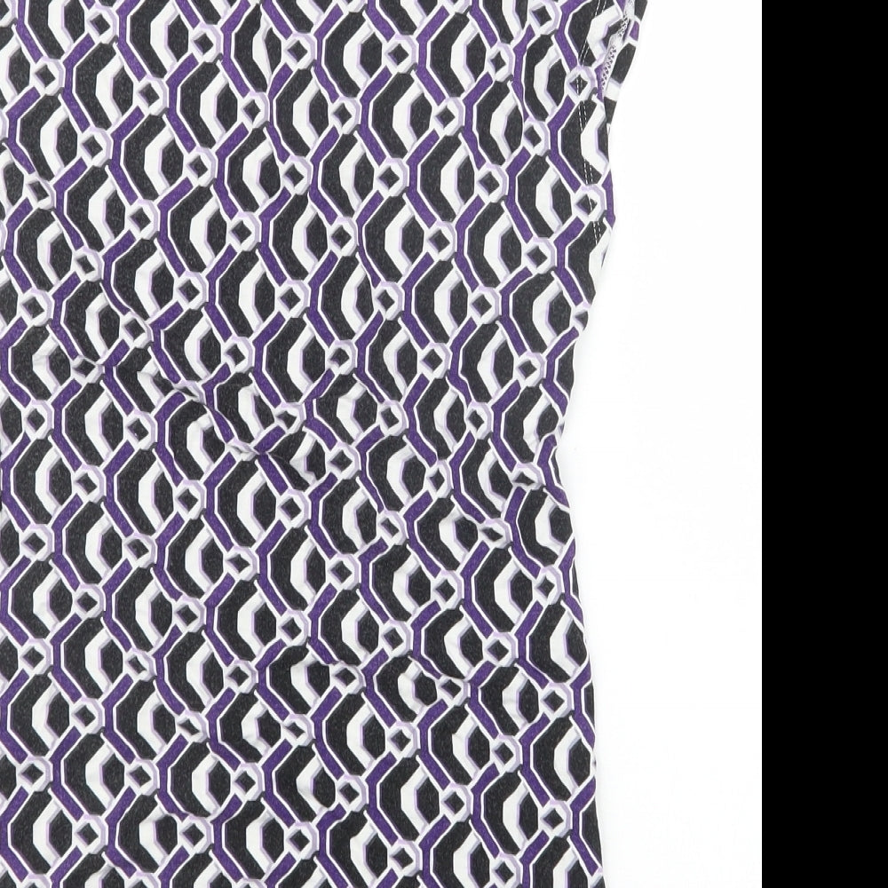 South Womens Purple Geometric  Basic T-Shirt Size 8