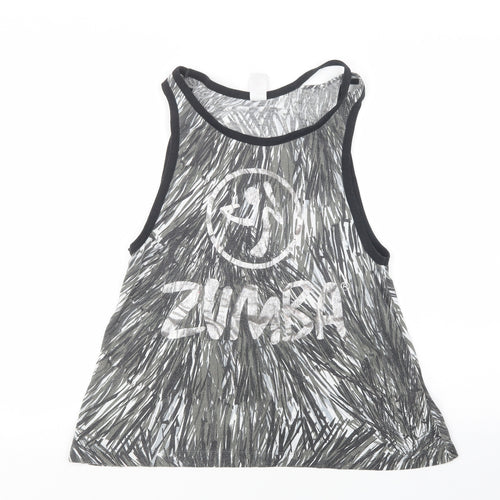 Zumba Womens Grey Geometric  Basic Tank Size M