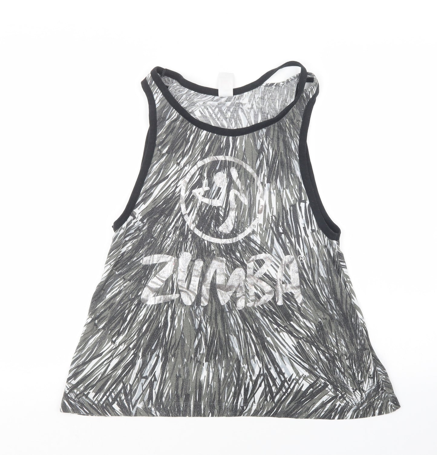 Zumba Womens Grey Geometric  Basic Tank Size M