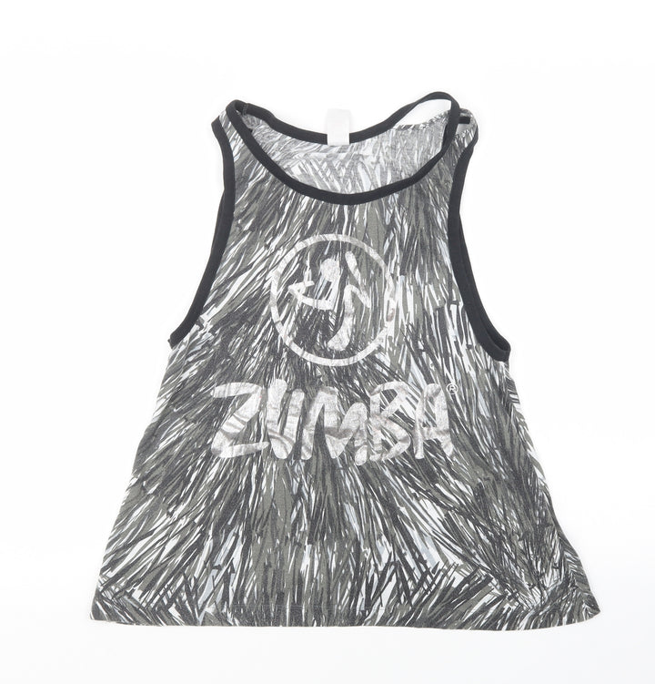 Zumba Womens Grey Geometric  Basic Tank Size M