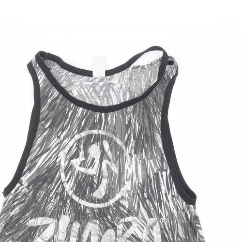 Zumba Womens Grey Geometric  Basic Tank Size M