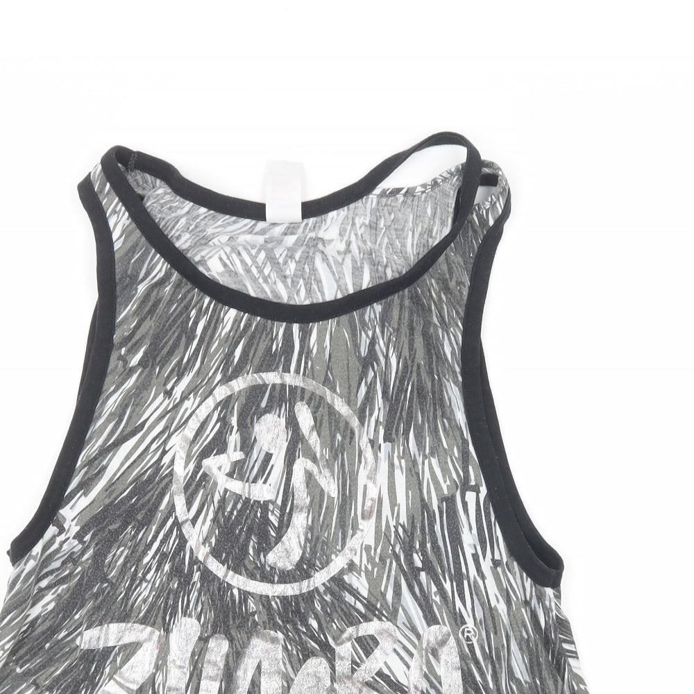 Zumba Womens Grey Geometric  Basic Tank Size M