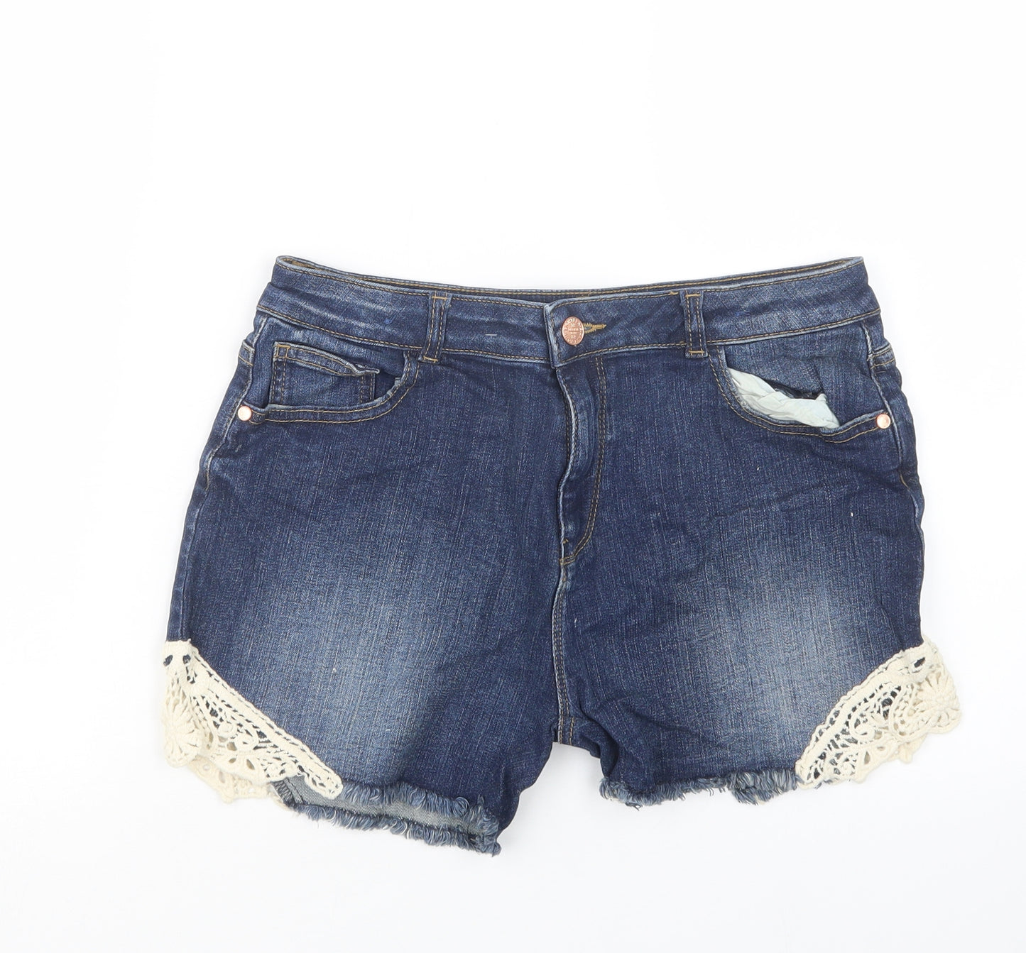 Marks and Spencer Girls Blue  Denim Hot Pants Shorts Size 13-14 Years
