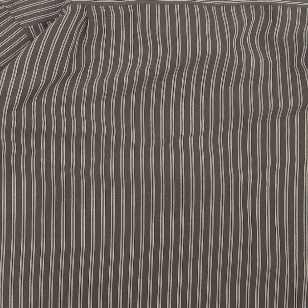 EWM Mens Brown Striped   Button-Up Size L