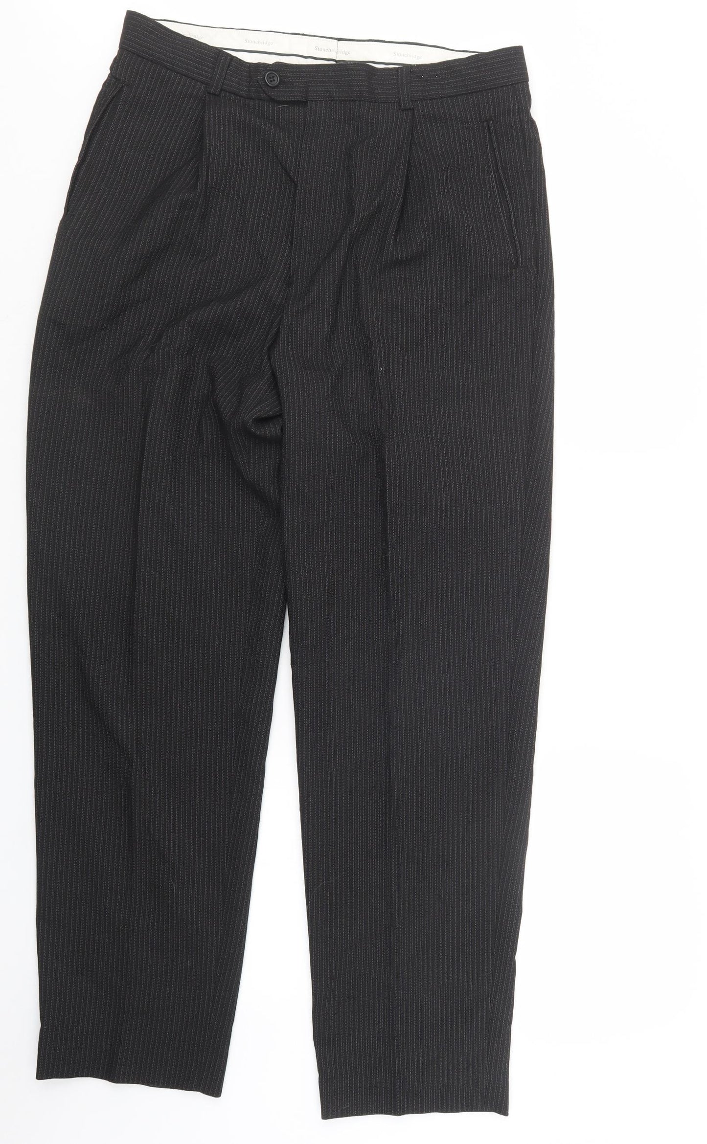 Stonebridge Mens Black   Trousers  Size 32 in L30 in