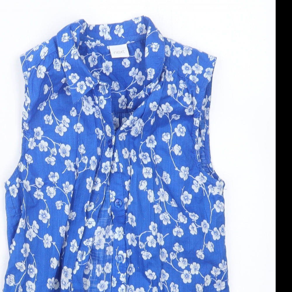 NEXT Girls Blue Geometric  Basic Button-Up Size 7 Years