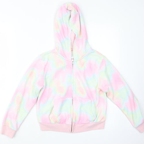 NEXT Girls Pink Geometric  Full Zip Hoodie Size 8 Years