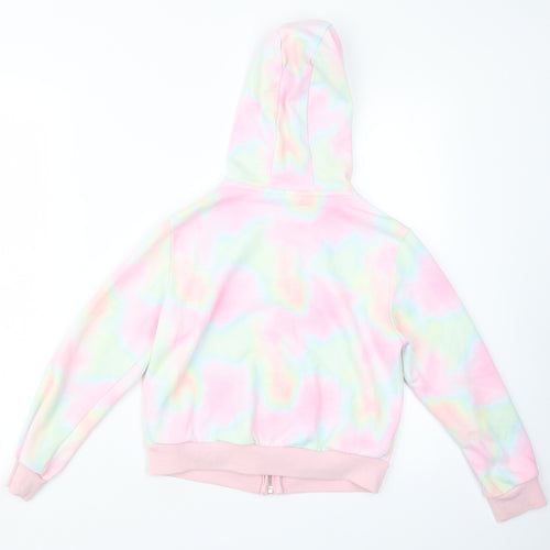 NEXT Girls Pink Geometric  Full Zip Hoodie Size 8 Years