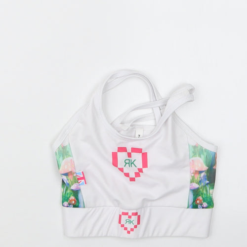 Preworn Girls White   Cropped T-Shirt Size 7 Years