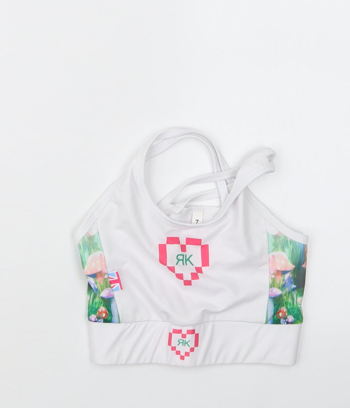 Preworn Girls White Cropped T-Shirt Size 7 Years