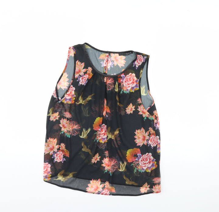 Atmosphere Womens Black Floral  Basic Tank Size 10