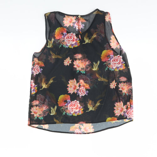 Atmosphere Womens Black Floral  Basic Tank Size 10
