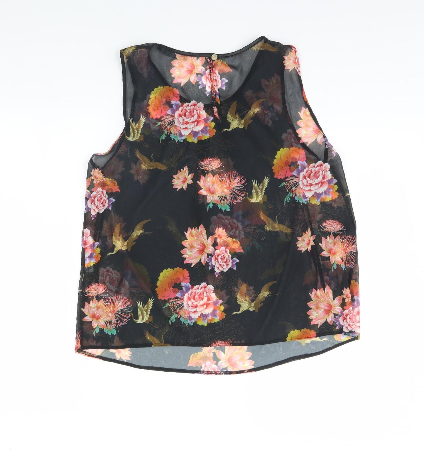 Atmosphere Womens Black Floral  Basic Tank Size 10