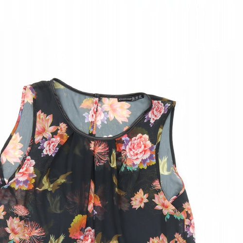 Atmosphere Womens Black Floral  Basic Tank Size 10