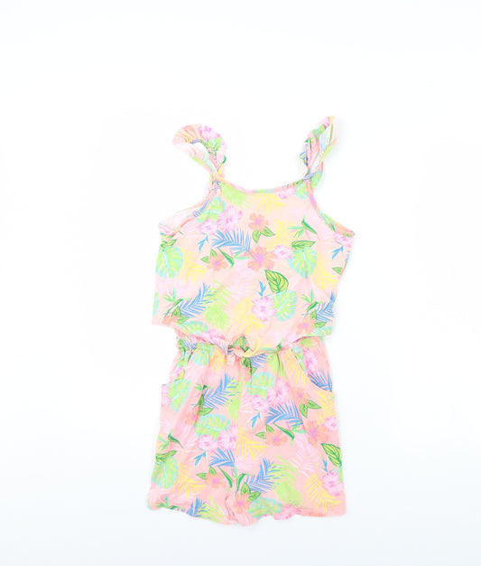 I Love Girls Wear Girls Pink Floral  Playsuit One-Piece Size 12 Years