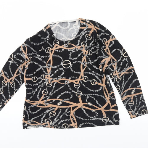 Preworn Womens Black Geometric  Pullover Jumper Size L