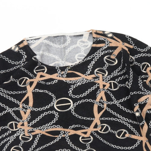 Preworn Womens Black Geometric  Pullover Jumper Size L