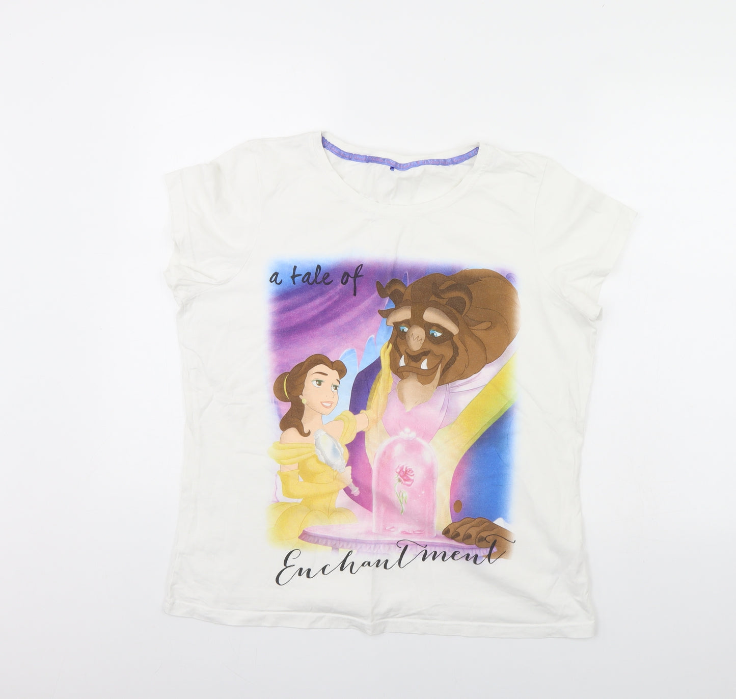 George Womens White Solid  Cami Pyjama Top Size 16  - Beauty and the Beast