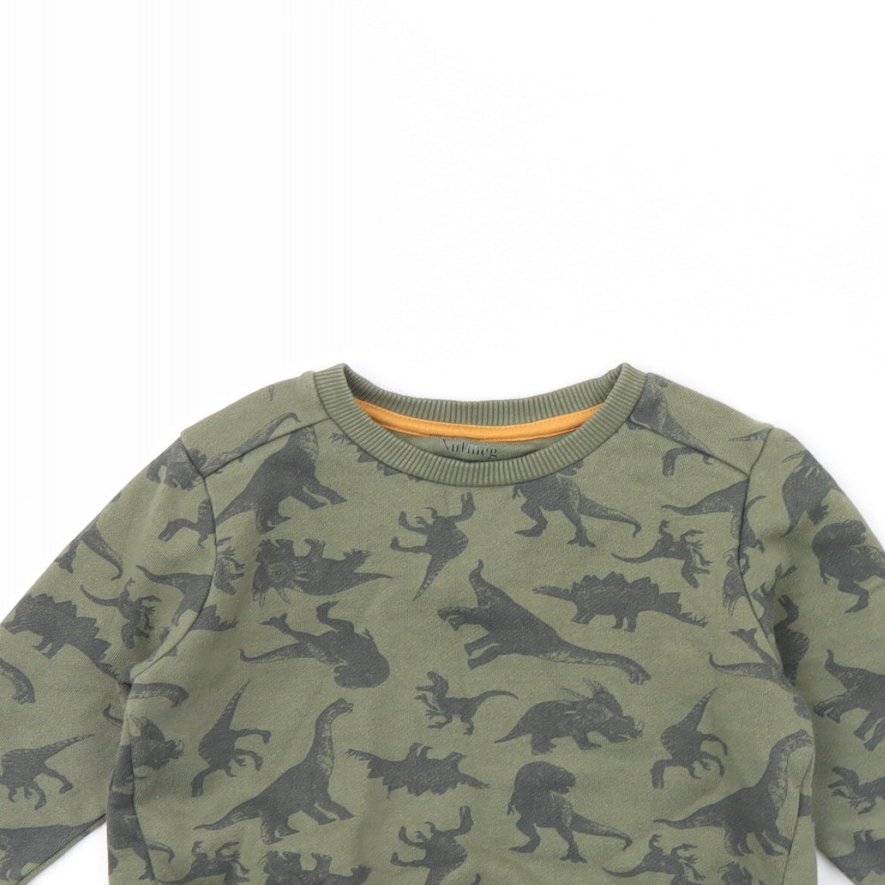 Nutmeg Boys Green Animal Print  Pullover Jumper Size 5 Years  - Dinosaur