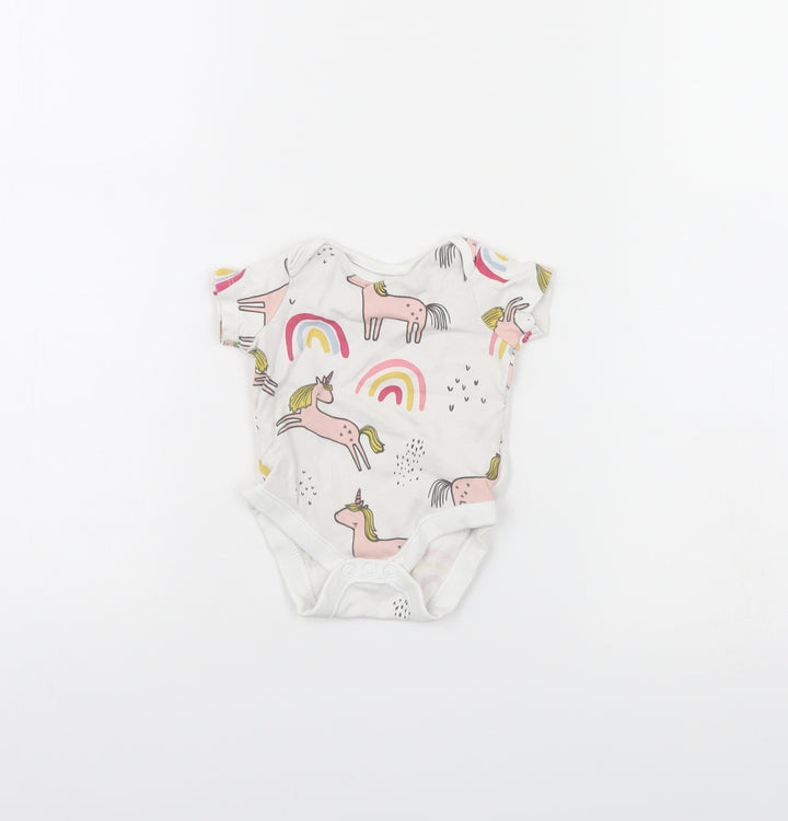 F&F Baby White Spotted Babygrow One-Piece Size 0-3 Months - Unicorn
