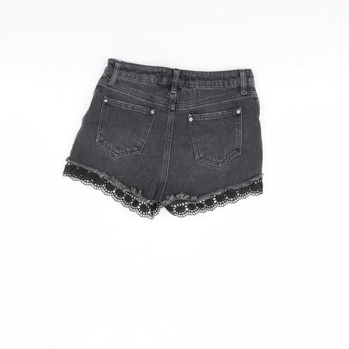Miss Selfridge Womens Black  Denim Cut-Off Shorts Size 8