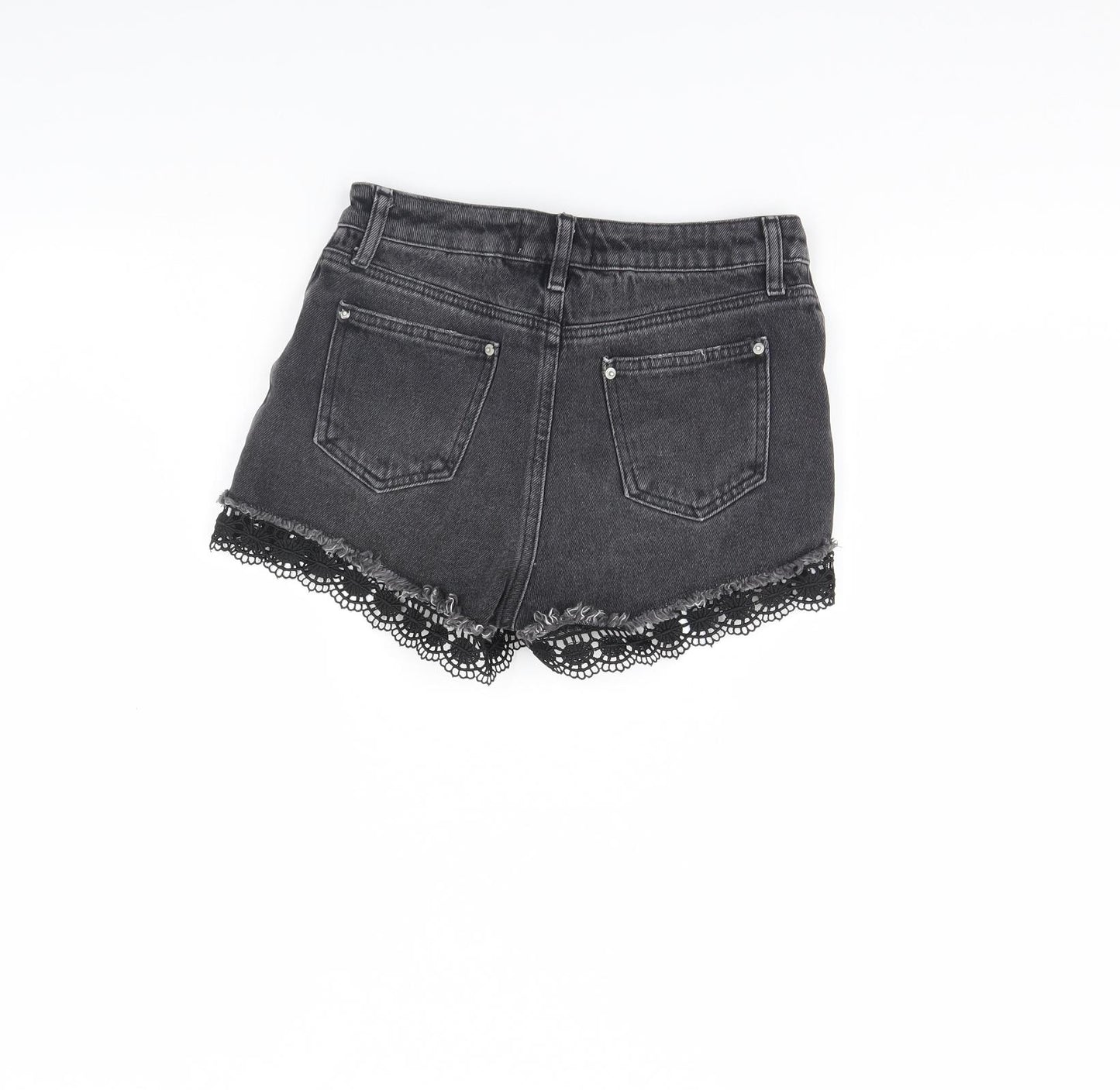 Miss Selfridge Womens Black  Denim Cut-Off Shorts Size 8
