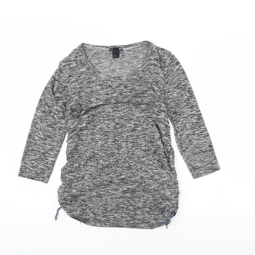 H&M Womens Grey Herringbone  Basic Blouse Size M