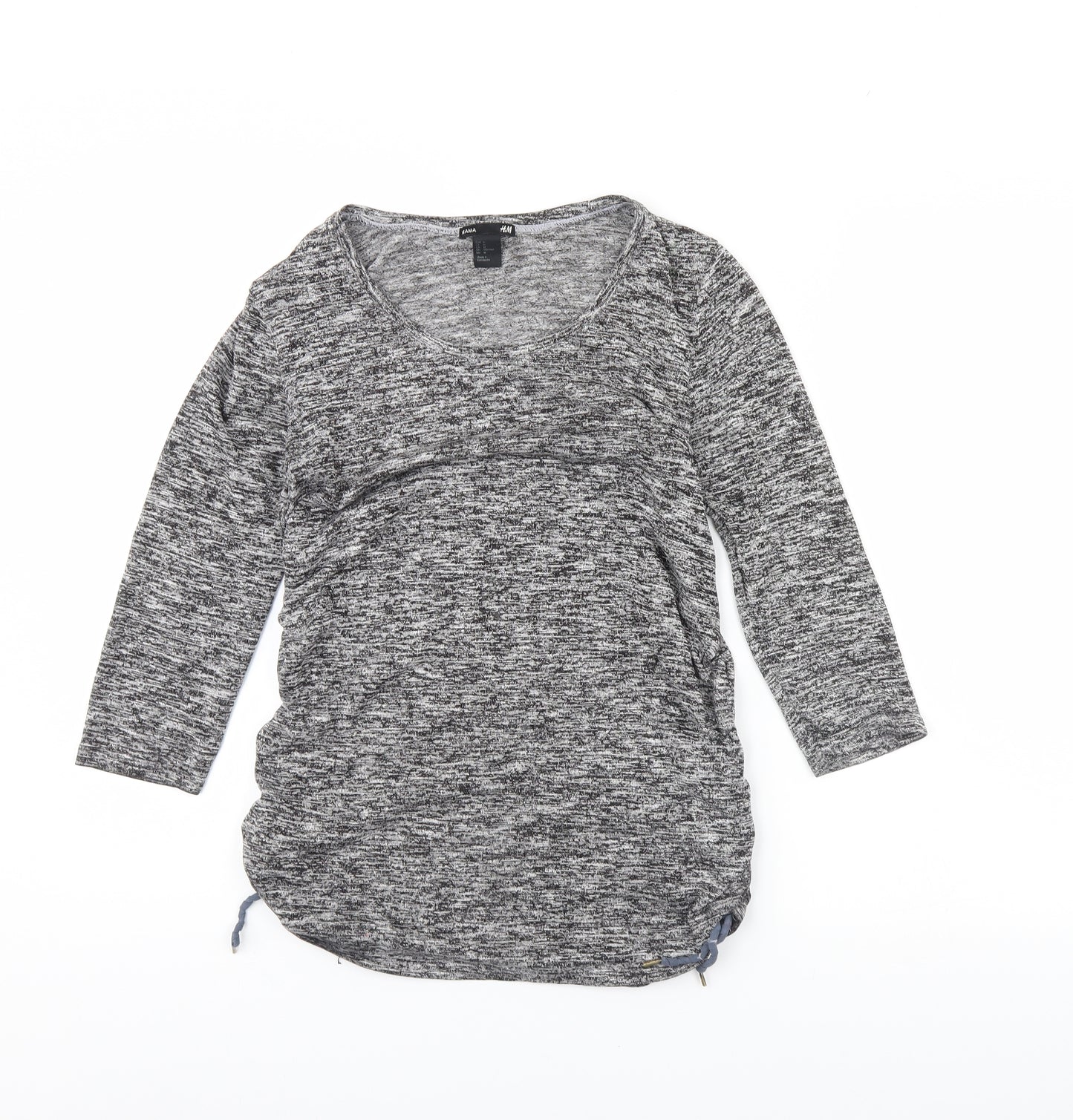 H&M Womens Grey Herringbone  Basic Blouse Size M