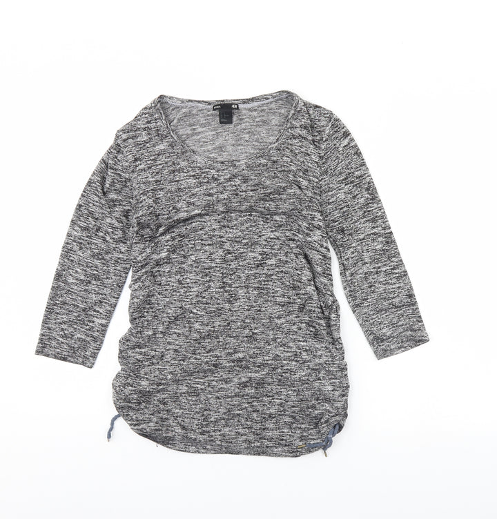 H&M Womens Grey Herringbone  Basic Blouse Size M