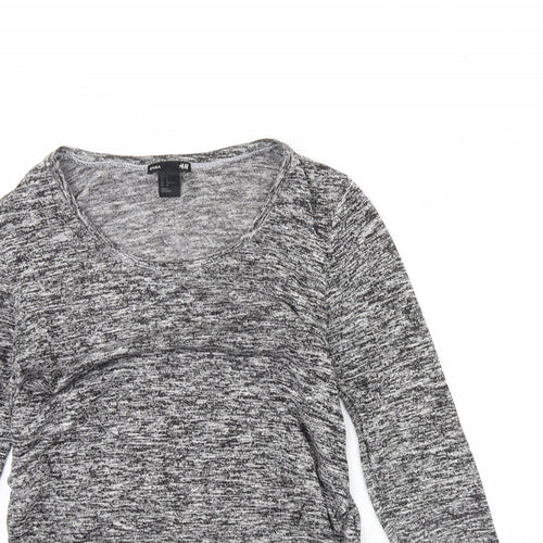 H&M Womens Grey Herringbone  Basic Blouse Size M