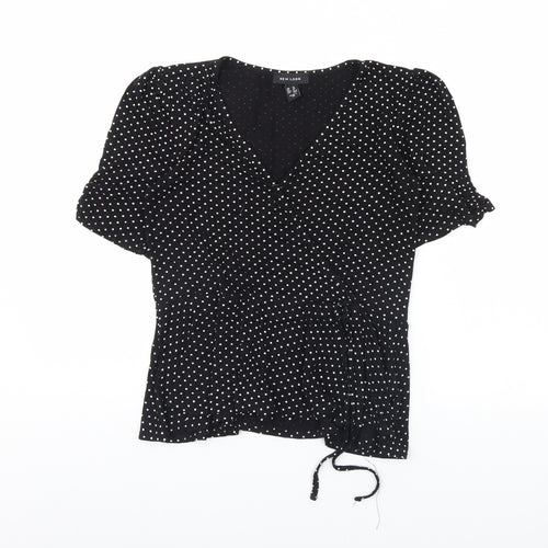 New Look Womens Black Polka Dot  Basic Blouse Size 10