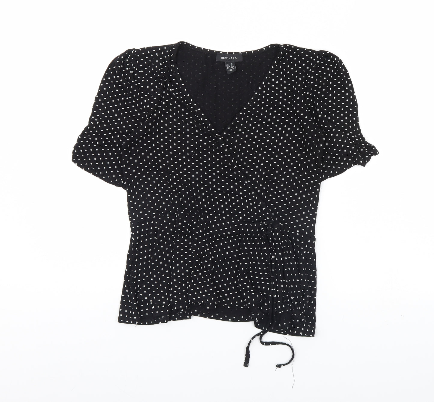 New Look Womens Black Polka Dot  Basic Blouse Size 10