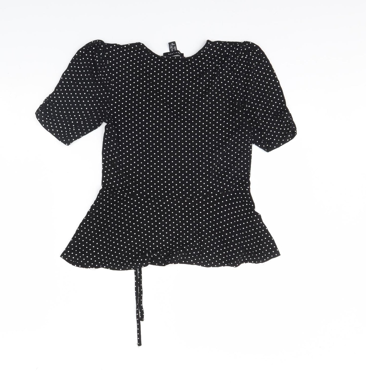 New Look Womens Black Polka Dot  Basic Blouse Size 10