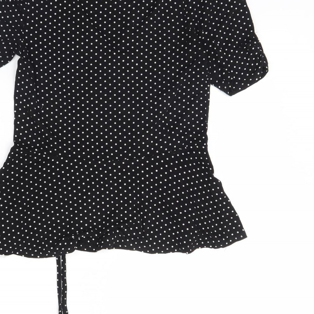 New Look Womens Black Polka Dot  Basic Blouse Size 10