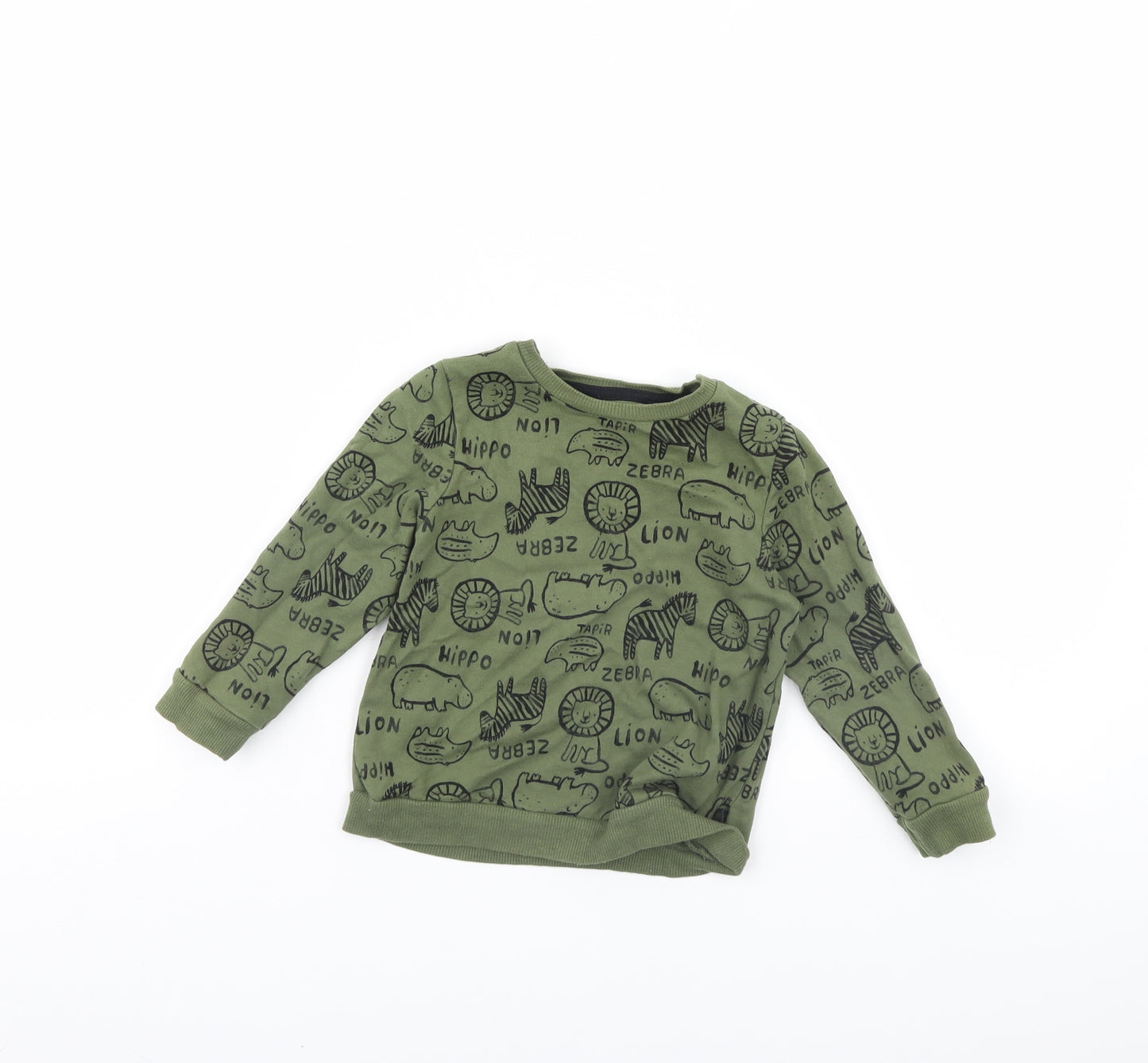 F&F Baby Green Animal Print  Pullover Jumper Size 18-24 Months